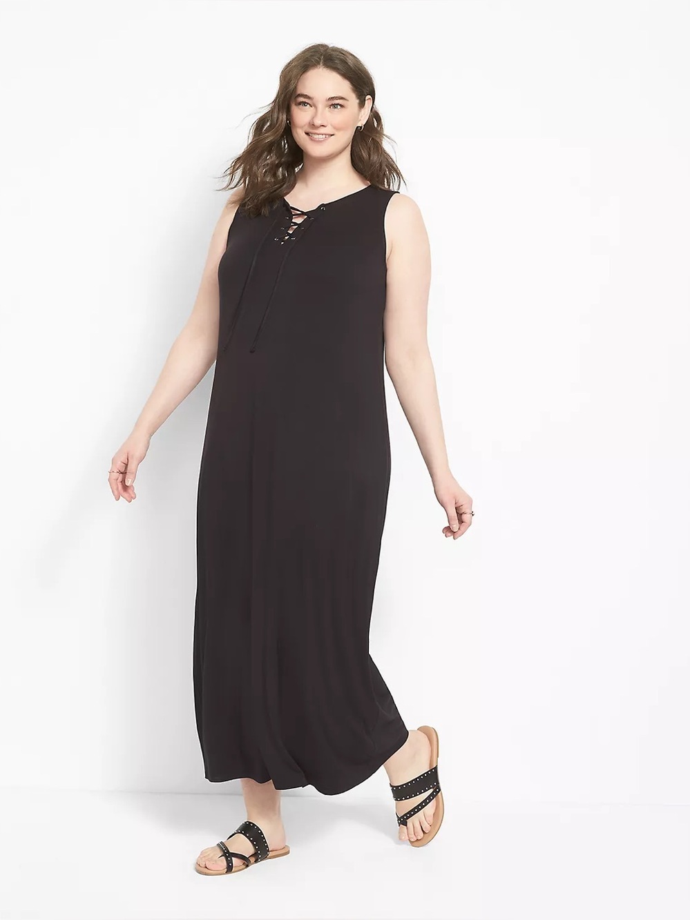 Lane Bryant Lace-Up Maxi Dress Plus Size | Sleeveless | Sold Out Online